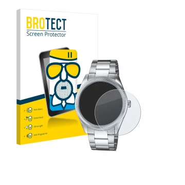 Parte frontal de un envase de producto con el logotipo de la marca BROTECT. Al lado se muestra el dispositivo Casio MTP-1302PD