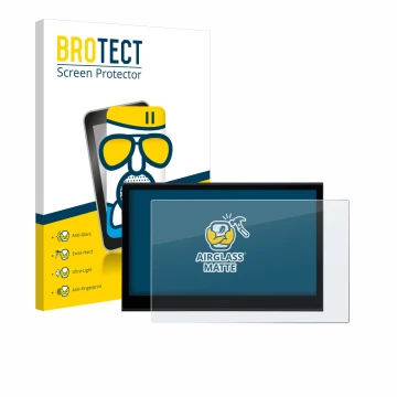 Parte frontal de un envase de producto con el logotipo de la marca BROTECT. Al lado se muestra el dispositivo Wacom Movink 13 