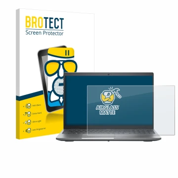 Parte frontal de un envase de producto con el logotipo de la marca BROTECT. Al lado se muestra el dispositivo Dell Precision 3