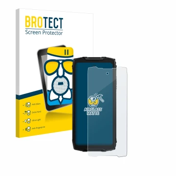 Parte frontal de un envase de producto con el logotipo de la marca BROTECT. Al lado se muestra el dispositivo Blackview BV9300