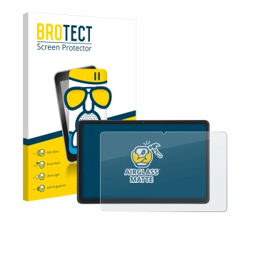 Parte frontal de un envase de producto con el logotipo de la marca BROTECT. Al lado se muestra el dispositivo Acepad A170 10.4