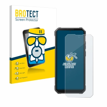 Parte frontal de un envase de producto con el logotipo de la marca BROTECT. Al lado se muestra el dispositivo Fossibot F105 co