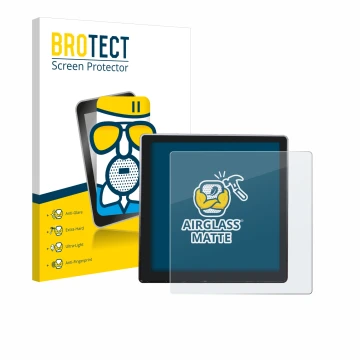 Parte frontal de un envase de producto con el logotipo de la marca BROTECT. Al lado se muestra el dispositivo Shelly Wall Disp