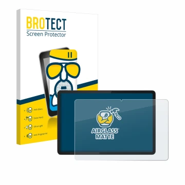 Parte frontal de un envase de producto con el logotipo de la marca BROTECT. Al lado se muestra el dispositivo Lenovo Tab K11 c