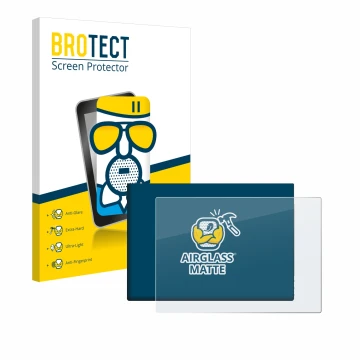 Parte frontal de un envase de producto con el logotipo de la marca BROTECT. Al lado se muestra el dispositivo G-STORY 10.1