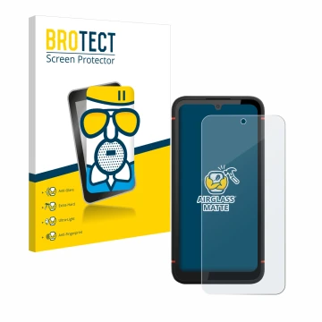 Parte frontal de un envase de producto con el logotipo de la marca BROTECT. Al lado se muestra el dispositivo Gigaset GX4 Pro 