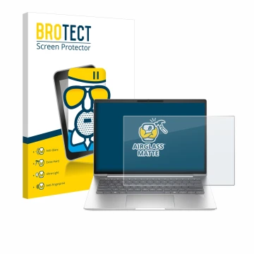 Parte frontal de un envase de producto con el logotipo de la marca BROTECT. Al lado se muestra el dispositivo HP ProBook 440 G