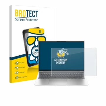 Parte frontal de un envase de producto con el logotipo de la marca BROTECT. Al lado se muestra el dispositivo HP ProBook 460 G