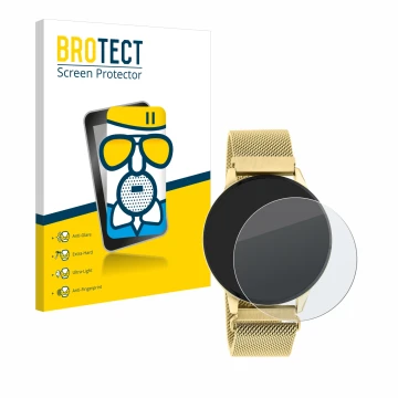 Parte frontal de un envase de producto con el logotipo de la marca BROTECT. Al lado se muestra el dispositivo Oozoo Q00121 con