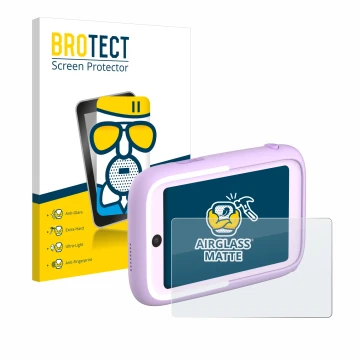 Parte frontal de un envase de producto con el logotipo de la marca BROTECT. Al lado se muestra el dispositivo Myfirst Camera 5