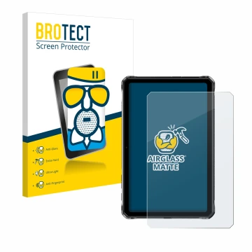 Parte frontal de un envase de producto con el logotipo de la marca BROTECT. Al lado se muestra el dispositivo Doogee R10 con s