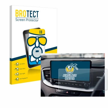 Parte frontal de un envase de producto con el logotipo de la marca BROTECT. Al lado se muestra el dispositivo Kia XCeed 2024 c