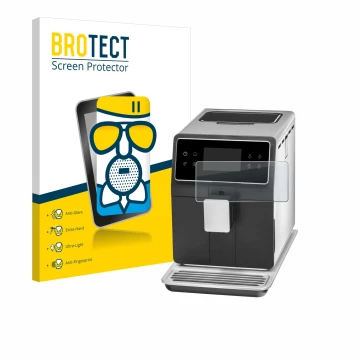 Parte frontal de un envase de producto con el logotipo de la marca BROTECT. Al lado se muestra el dispositivo WMF Perfection 8