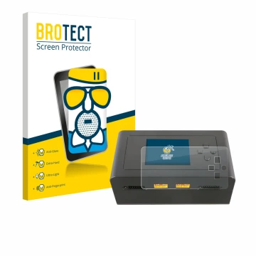 Parte frontal de un envase de producto con el logotipo de la marca BROTECT. Al lado se muestra el dispositivo Gens Ace IMARS D