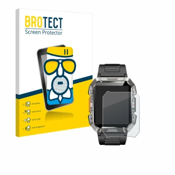Parte frontal de un envase de producto con el logotipo de la marca BROTECT. Al lado se muestra el dispositivo Baolubao W60 con