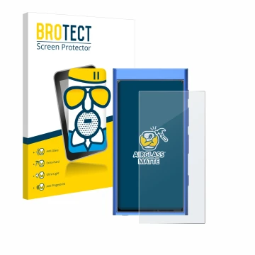 Parte frontal de un envase de producto con el logotipo de la marca BROTECT. Al lado se muestra el dispositivo Hiby Digital M30