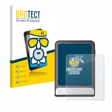 Parte frontal de un envase de producto con el logotipo de la marca BROTECT. Al lado se muestra el dispositivo Ledger Flex con 