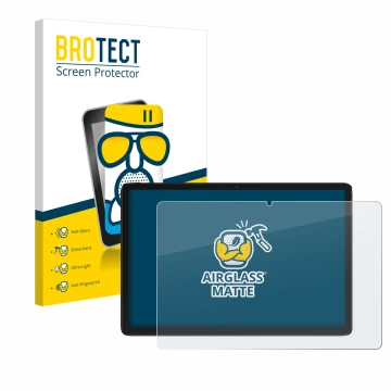 Parte frontal de un envase de producto con el logotipo de la marca BROTECT. Al lado se muestra el dispositivo Feonal D106 10.1