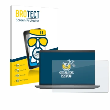 Parte frontal de un envase de producto con el logotipo de la marca BROTECT. Al lado se muestra el dispositivo Dell Precision 3