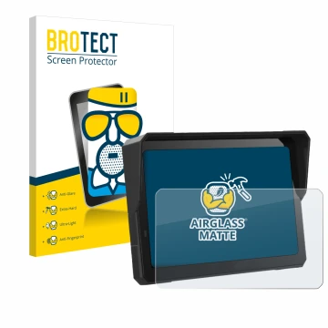 Parte frontal de un envase de producto con el logotipo de la marca BROTECT. Al lado se muestra el dispositivo Carpuride W702 P