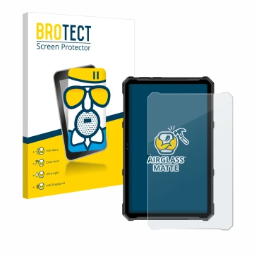 Parte frontal de un envase de producto con el logotipo de la marca BROTECT. Al lado se muestra el dispositivo Ulefone Armor Pa