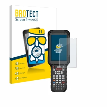 Parte frontal de un envase de producto con el logotipo de la marca BROTECT. Al lado se muestra el dispositivo Honeywell CK67 c