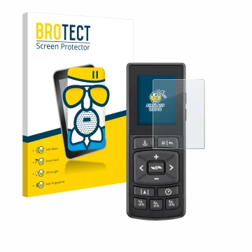 Parte frontal de un envase de producto con el logotipo de la marca BROTECT. Al lado se muestra el dispositivo Minn Kota Advanc