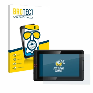 Parte frontal de un envase de producto con el logotipo de la marca BROTECT. Al lado se muestra el dispositivo XP-Pen Artist 15