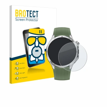 Parte frontal de un envase de producto con el logotipo de la marca BROTECT. Al lado se muestra el dispositivo OnePlus Watch 3 