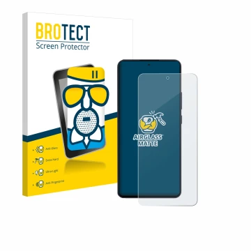 Parte frontal de un envase de producto con el logotipo de la marca BROTECT. Al lado se muestra el dispositivo Oppo Reno 13 F c