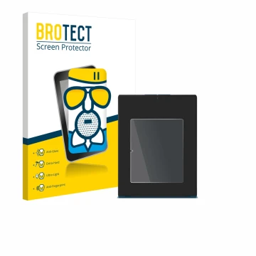 Parte frontal de un envase de producto con el logotipo de la marca BROTECT. Al lado se muestra el dispositivo Lenovo Yoga Slim