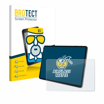 Parte frontal de un envase de producto con el logotipo de la marca BROTECT. Al lado se muestra el dispositivo Terra Pad 1007 1