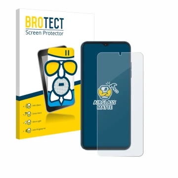 Parte frontal de un envase de producto con el logotipo de la marca BROTECT. Al lado se muestra el dispositivo Hotwav Note 13 P