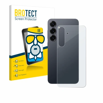 Parte frontal de un envase de producto con el logotipo de la marca BROTECT. Al lado se muestra el dispositivo Samsung Galaxy S