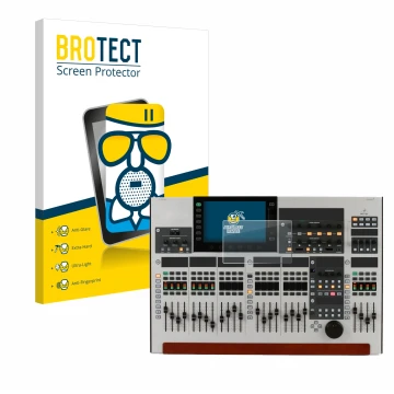 Parte frontal de un envase de producto con el logotipo de la marca BROTECT. Al lado se muestra el dispositivo Behringer Wing c