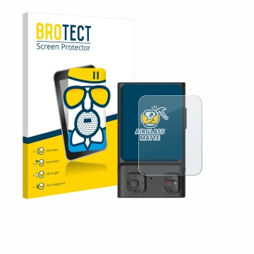 Parte frontal de un envase de producto con el logotipo de la marca BROTECT. Al lado se muestra el dispositivo Hoverair Beacon 