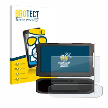 Parte frontal de un envase de producto con el logotipo de la marca BROTECT. Al lado se muestra el dispositivo Honda NT 1100 20