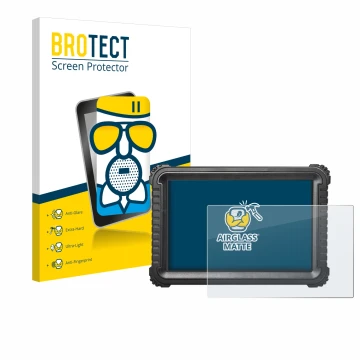 Parte frontal de un envase de producto con el logotipo de la marca BROTECT. Al lado se muestra el dispositivo iCarsoft CR Ultr