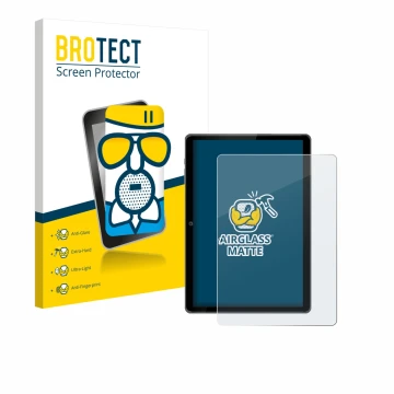 Parte frontal de un envase de producto con el logotipo de la marca BROTECT. Al lado se muestra el dispositivo Awow P11 10