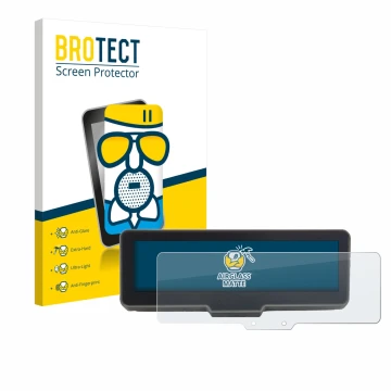 Parte frontal de un envase de producto con el logotipo de la marca BROTECT. Al lado se muestra el dispositivo KTM 990 Duke R 2