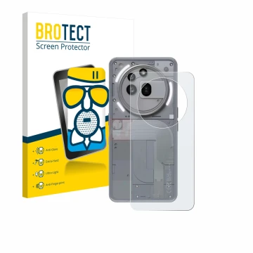 Parte frontal de un envase de producto con el logotipo de la marca BROTECT. Al lado se muestra el dispositivo Nothing Phone (3