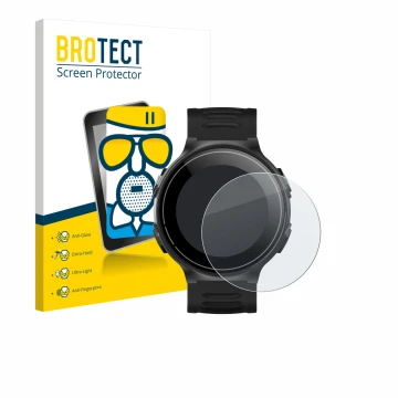Parte frontal de un envase de producto con el logotipo de la marca BROTECT. Al lado se muestra el dispositivo Kiprun GPS 500 C