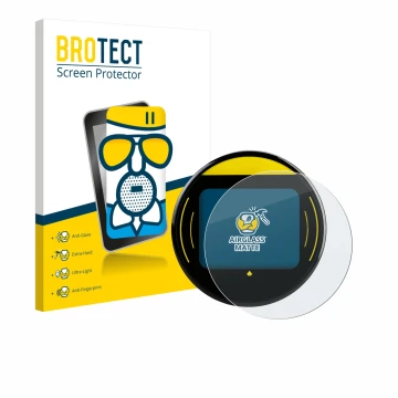 Parte frontal de un envase de producto con el logotipo de la marca BROTECT. Al lado se muestra el dispositivo Nayax Onyx con s