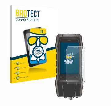 Parte frontal de un envase de producto con el logotipo de la marca BROTECT. Al lado se muestra el dispositivo Testo 300 con su