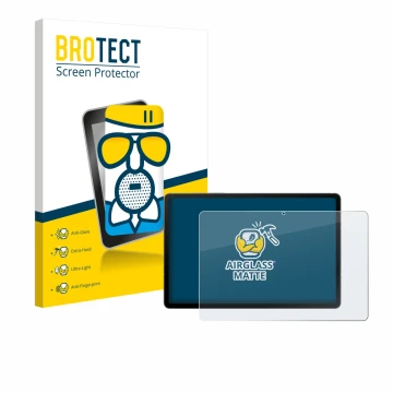 Parte frontal de un envase de producto con el logotipo de la marca BROTECT. Al lado se muestra el dispositivo Samsung Galaxy T