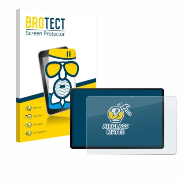 Parte frontal de un envase de producto con el logotipo de la marca BROTECT. Al lado se muestra el dispositivo Samsung Galaxy T