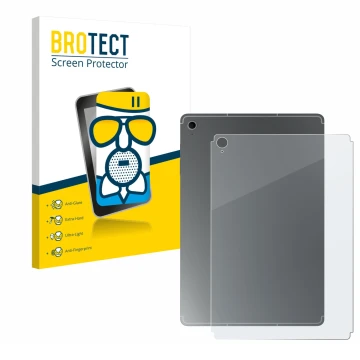 Parte frontal de un envase de producto con el logotipo de la marca BROTECT. Al lado se muestra el dispositivo Samsung Galaxy T