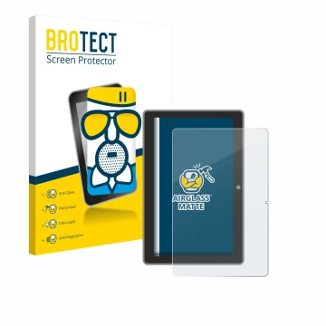 Parte frontal de un envase de producto con el logotipo de la marca BROTECT. Al lado se muestra el dispositivo Lenovo Tab TB311