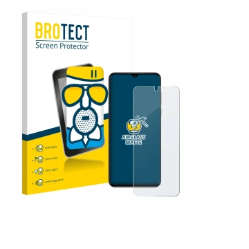 Parte frontal de un envase de producto con el logotipo de la marca BROTECT. Al lado se muestra el dispositivo ZTE Nubia Neo co