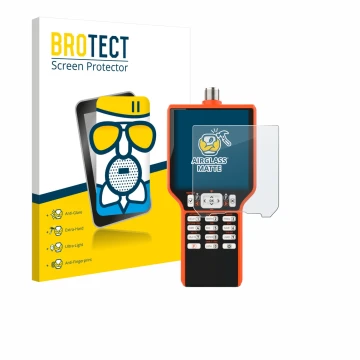 Parte frontal de un envase de producto con el logotipo de la marca BROTECT. Al lado se muestra el dispositivo RigExpert MATCH 